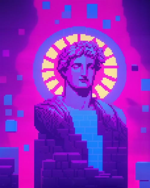 Photo vaporwave greek methodology pixel art