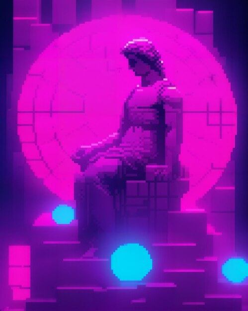 Foto metodologia greca vaporwave pixel art