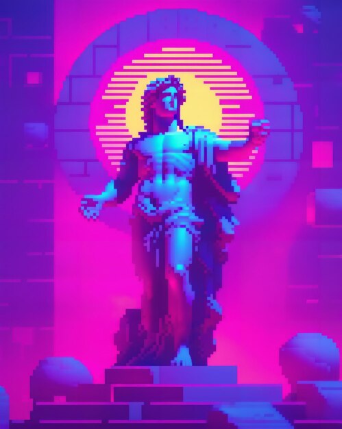 Foto metodologia greca vaporwave pixel art