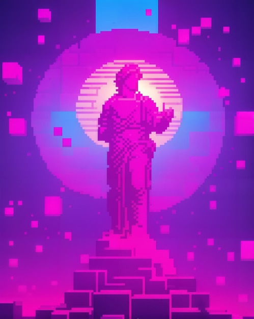 Foto metodologia greca vaporwave pixel art