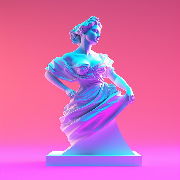 Premium AI Image Vaporwave Greek Statue Illustration