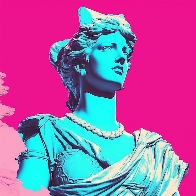 Vaporwave Greek Statue Illustration