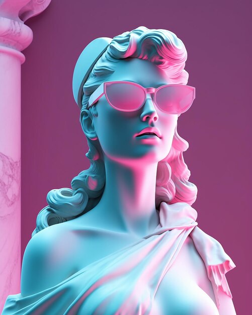 Vaporwave Greek Statue Illustration