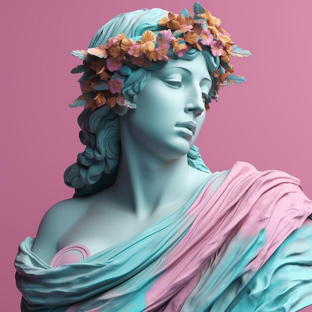 Vaporwave Greek Statue Illustration