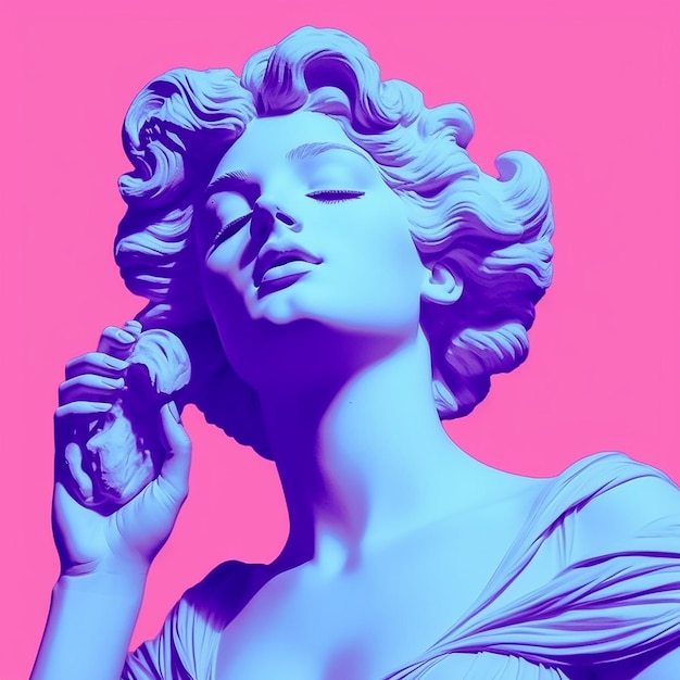 Vaporwave Greek Statue Illustration