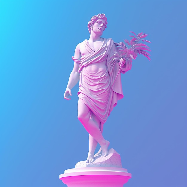 Фото Иллюстрация греческой статуи vaporwave