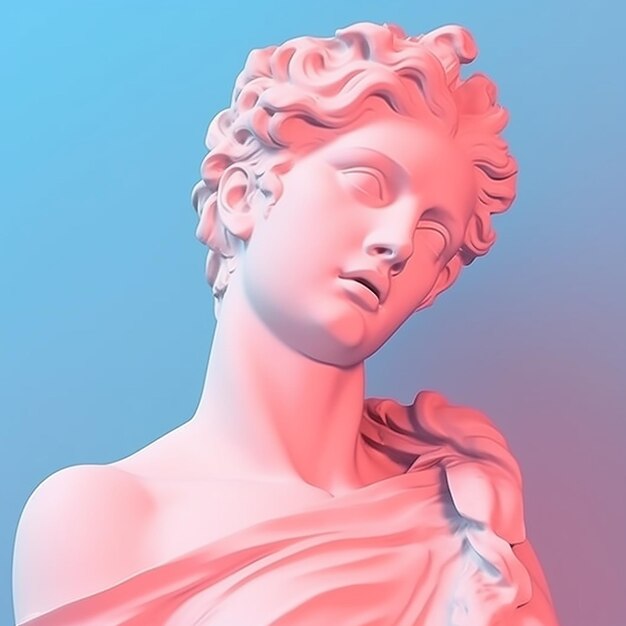 Vaporwave Greek Statue Illustration