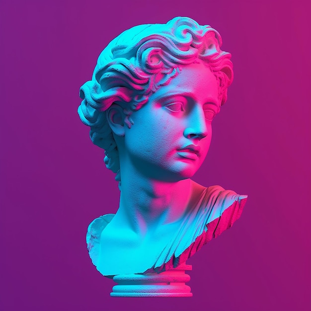 Vaporwave greek statue illustration