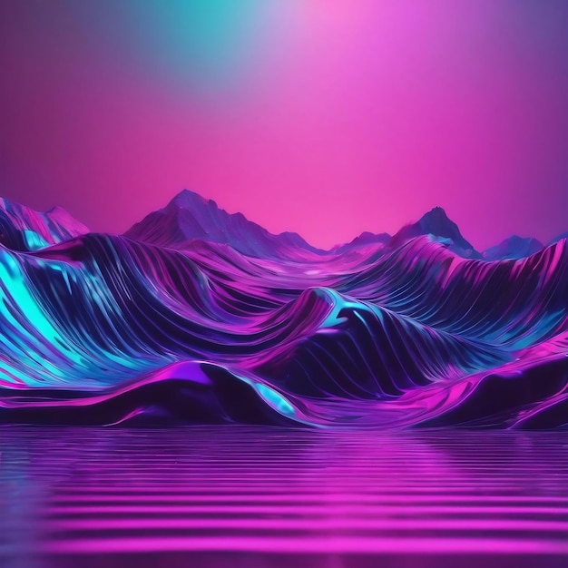 Vaporwave and holographic background gradient chrome pattern