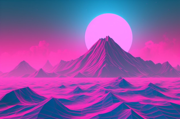 Vaporwave RetroFuturistic Landscape