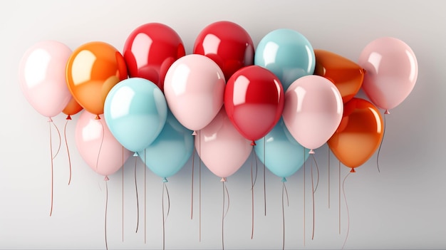 Variant color 3D balloons on white background