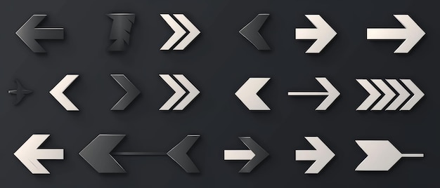 Variety of Arrows Pointing Directions on Black