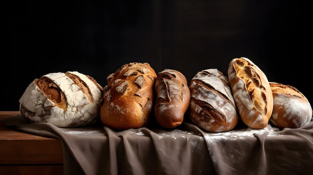 Variety of artisan bread loaves on a neutral backdrop