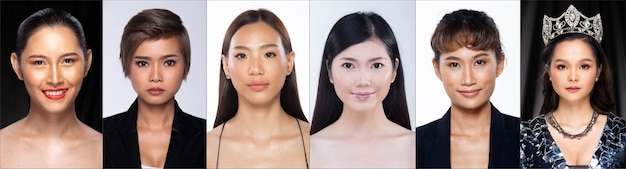 Variety of Asian People Face in many style. Portrait of different career of man and woman