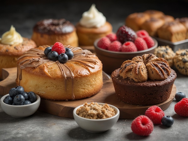 Photo variety of baked goods a sweet indulgence