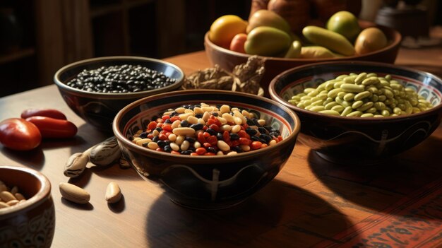 Variety of Beans and Lentils in Bowls