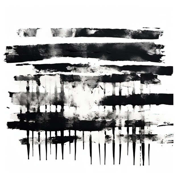 a variety of black brush strokes in the style of horizontal stripes