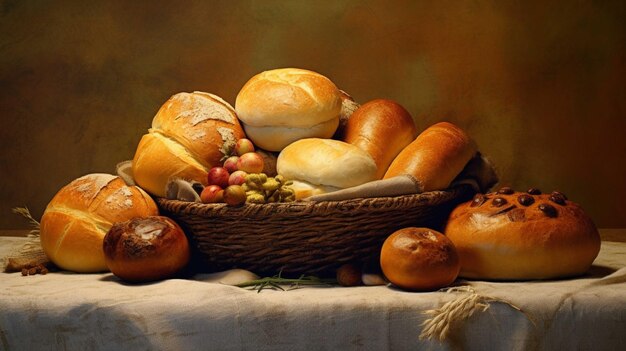 Variety of bread on dark background