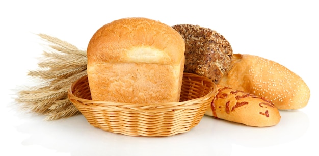 Variety of bread isolated on white