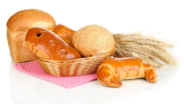 Variety of bread isolated on white