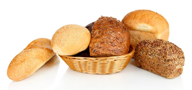 Variety of bread isolated on white