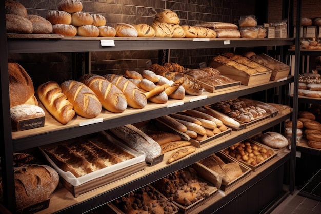 Foto varietà di pane al panificio