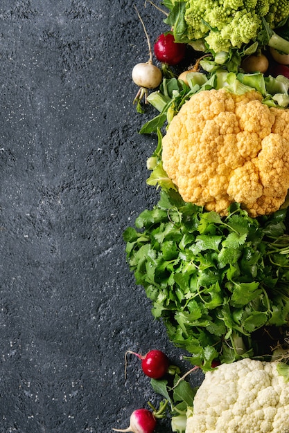 Variety of cauliflower and radish