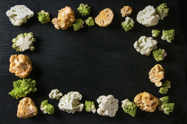 Variety of cauliflower and radish