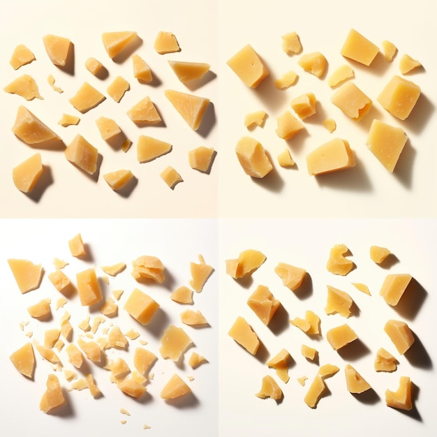 A variety of cheddar cheese chunks