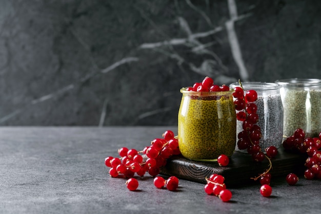 Variety of chia puddings