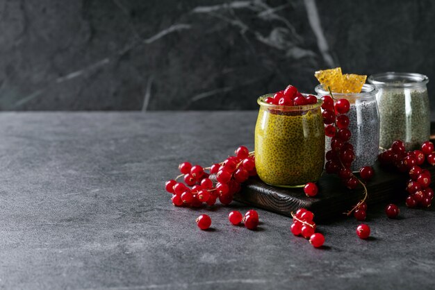 Variety of chia puddings