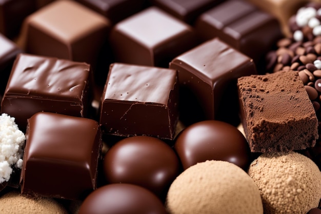 A variety of chocolates are on a tray.