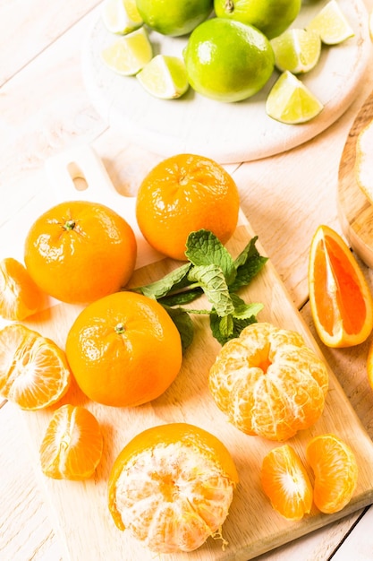 Variety of citrus fruit including lemons, lines, grapefruits and oranges.