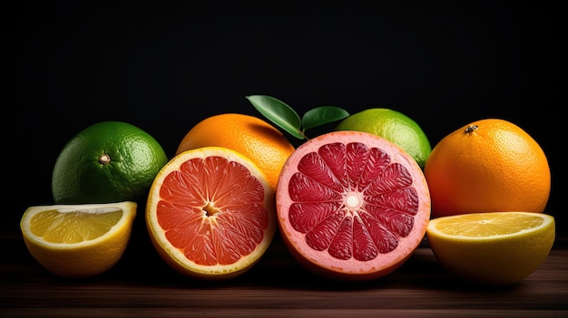 A variety of citrus fruits on the table