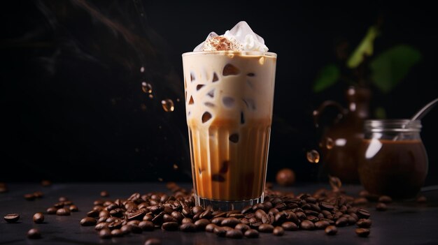 a variety of coffee caramel durian latte dripmochaccino drink with ice