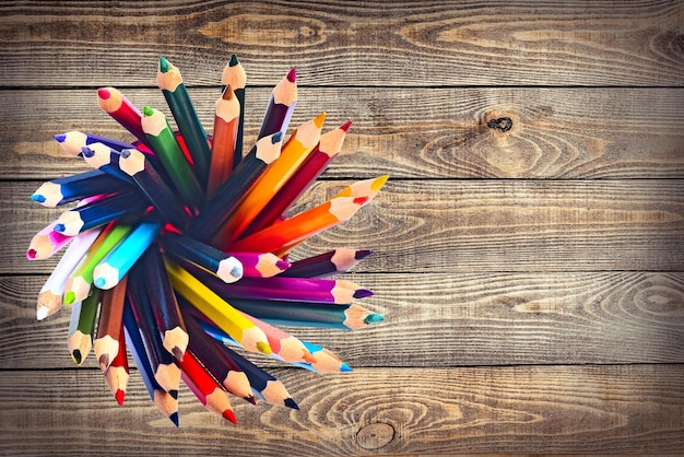 Variety of color pencils isolated on  background