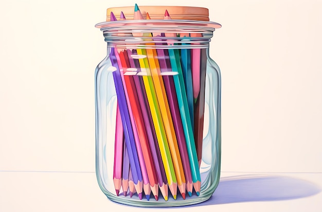 Foto una varietà di matite colorate in una tazza ai generativa