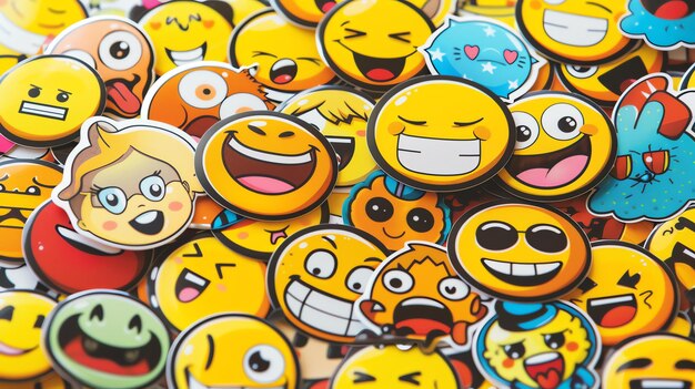 Photo a variety of colorful and expressive emoji stickers