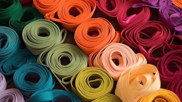 A variety of colorful fabric in different colors.