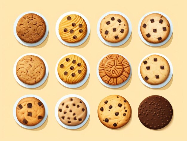 a variety of cookies are on a table including one that has the number 3 on it.