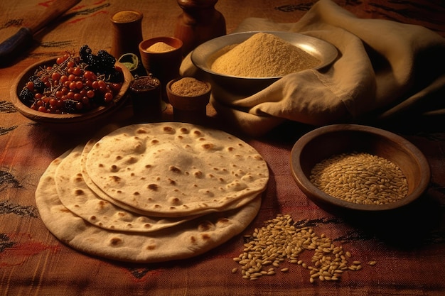 A variety of corn and other grains displayed on a table for use in various recipes