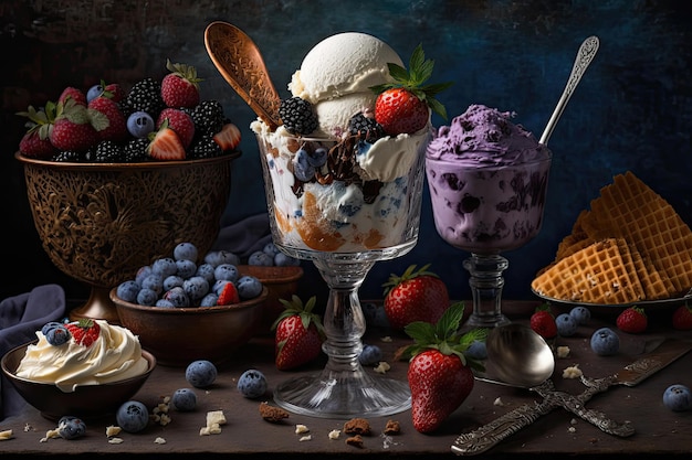 A variety of delicious desserts made with natural and healthy ingredients perfect for those who want to satisfy their sweet tooth without compromising their health Generative AI