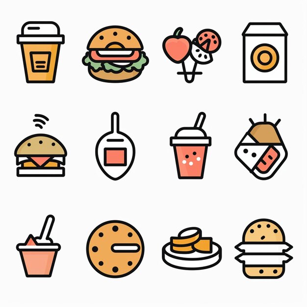 a variety of different types of food including a breakfast sandwich