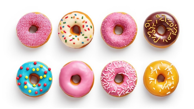 a variety of donuts with the word " donuts " on the bottom.
