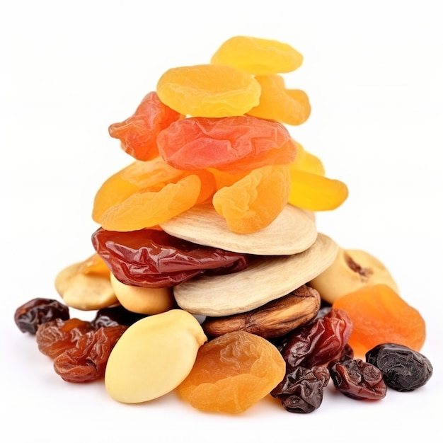 A variety of dried fruits and nuts