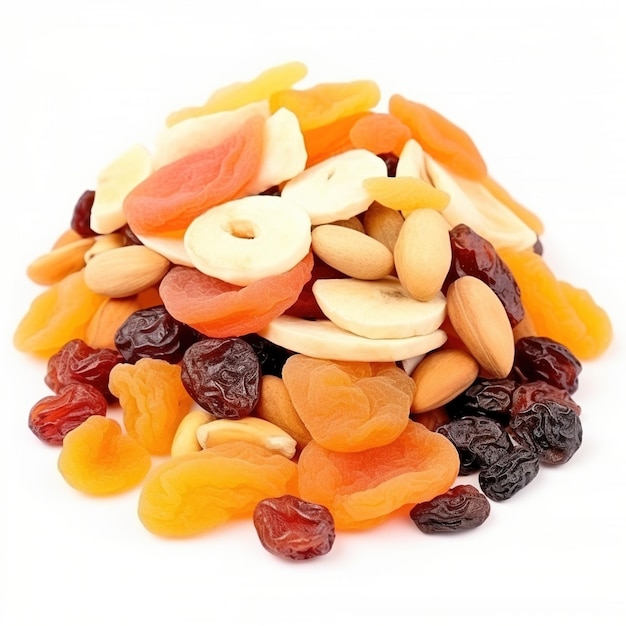 A variety of dried fruits and nuts