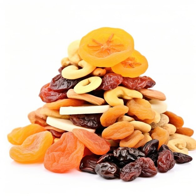 A variety of dried fruits and nuts