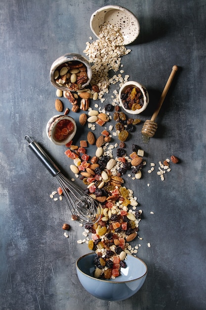 Variety of dried fruits and nuts