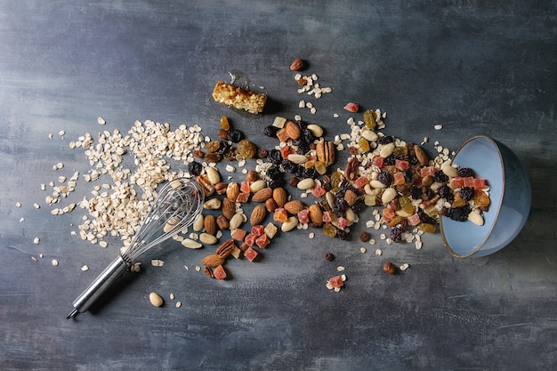 Variety of dried fruits and nuts