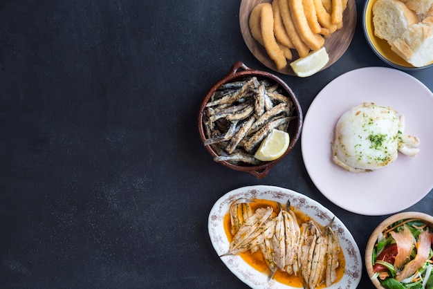 Variety of fish typical in spain